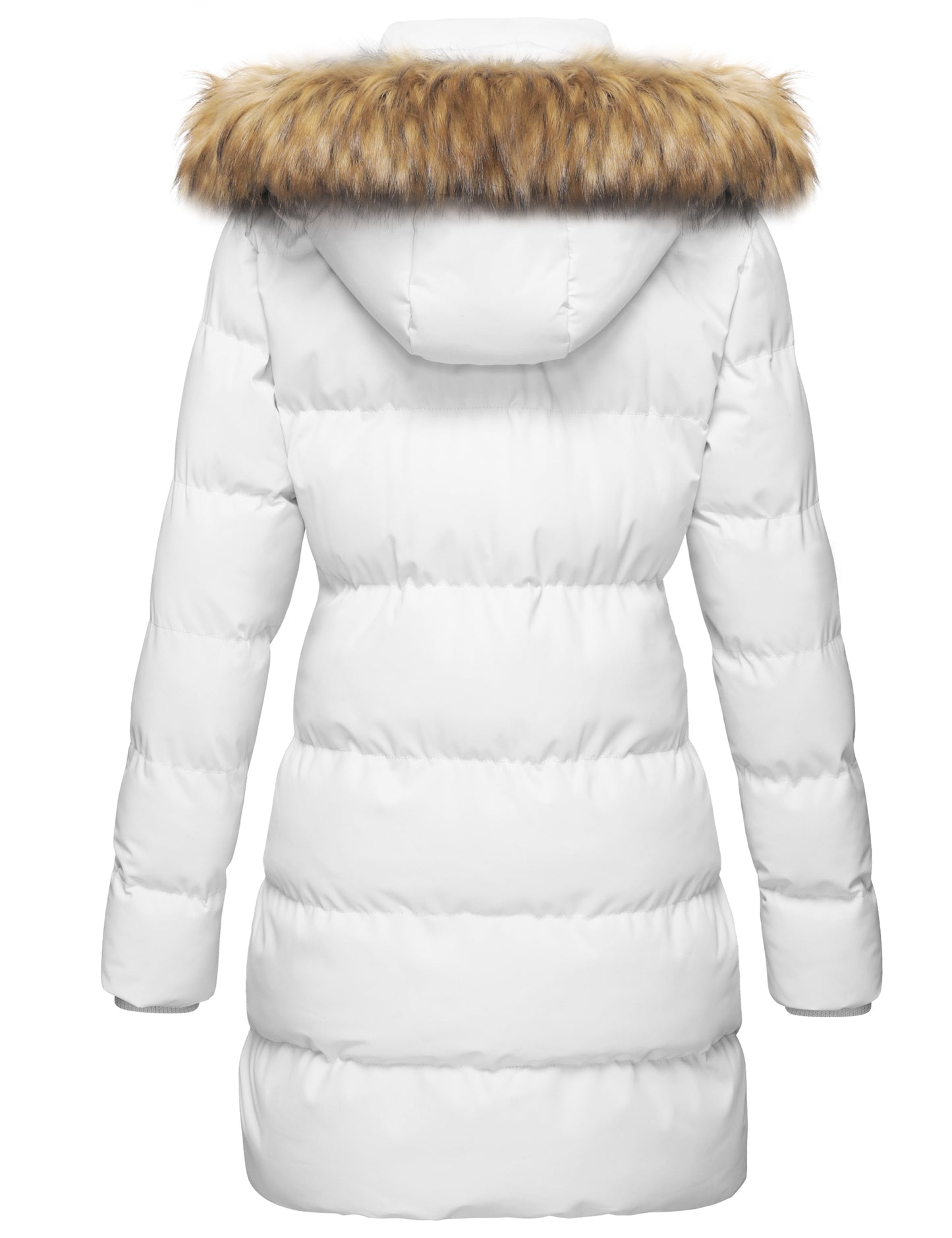 Women'S Puffer Jacket Warm Windproof Jacket Hooded Winter Coat Beige 2XL