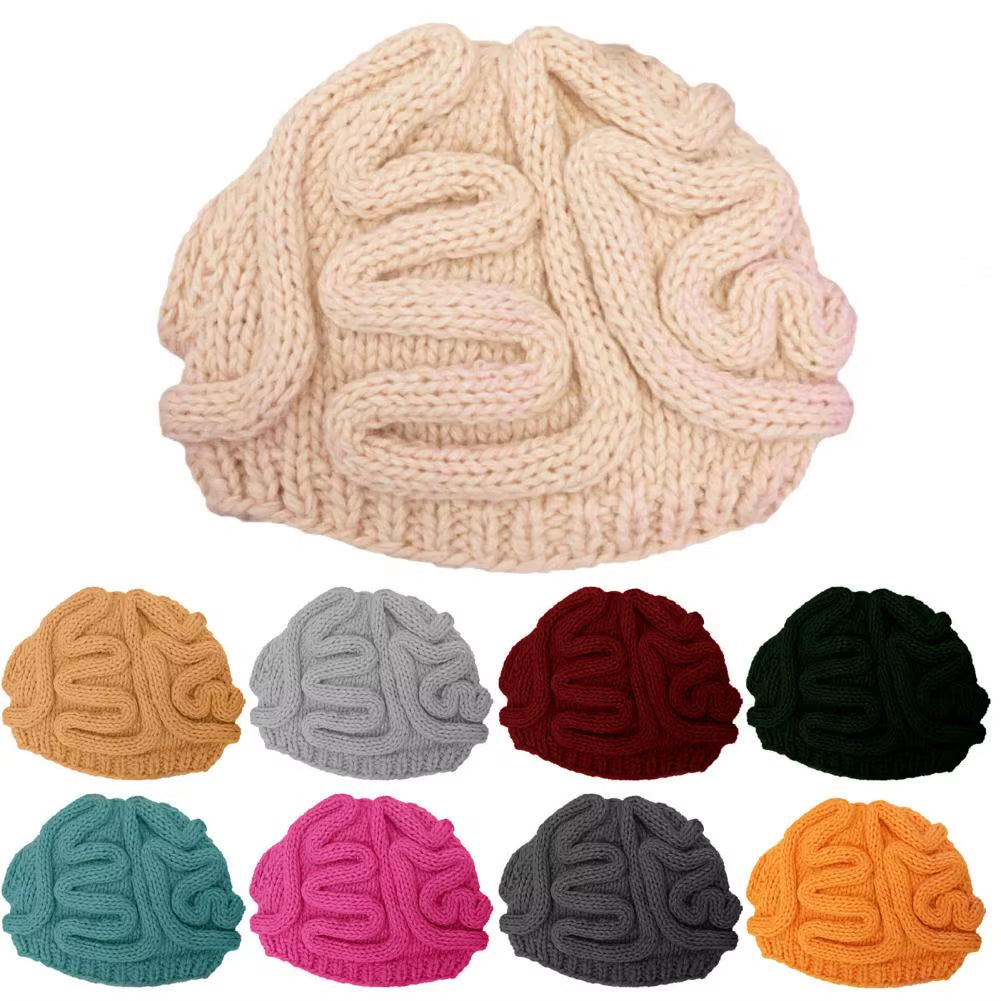 HOT Sales！！！Spoof Horror Brain Knitted Hat Funny Warm Cap Party Headwear Photography Props